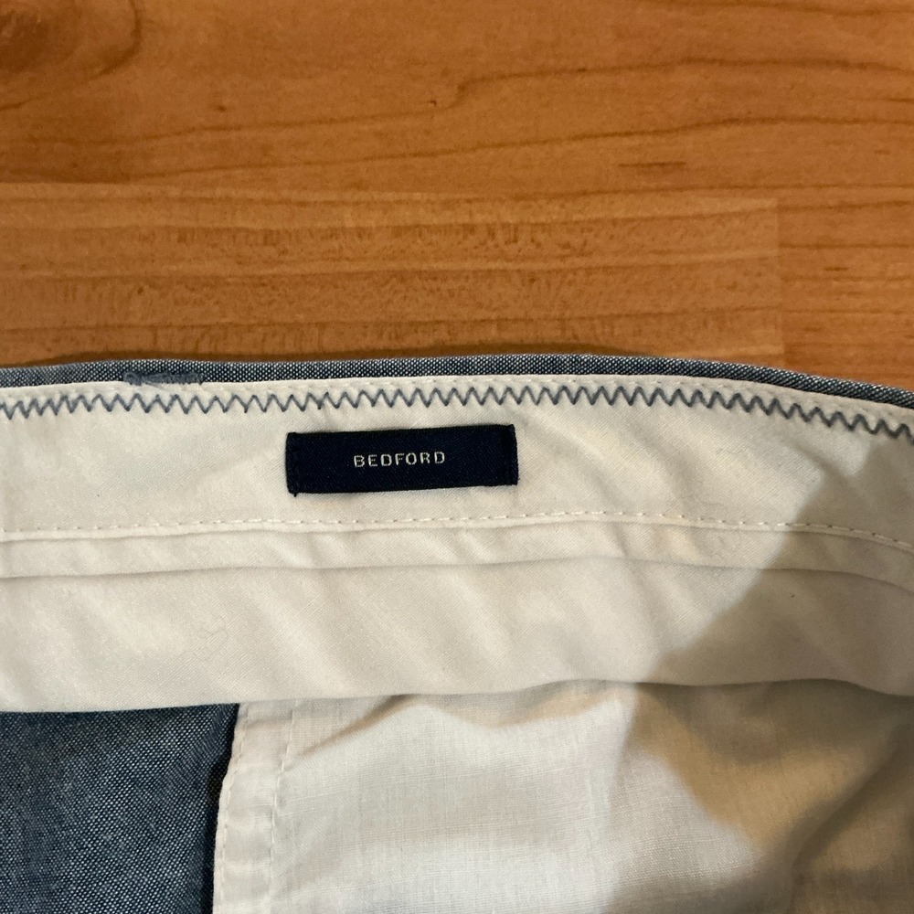 J.Crew Bedford Pants Mens 34 Blue Chambray Cotton Chino Flat Front Style - Picture 10 of 11